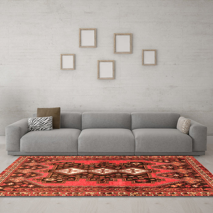 Machine Washable Persian Orange Traditional Area Rugs in a Living Room, wshtr633org
