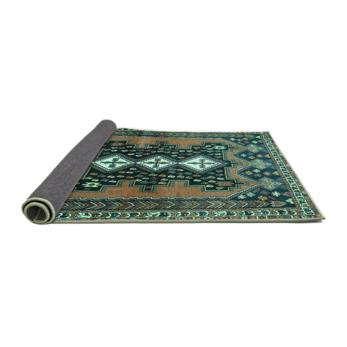 Sideview of Persian Turquoise Traditional Rug, tr633turq