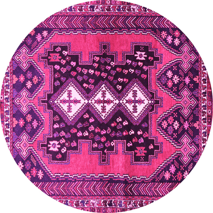 Round Machine Washable Persian Pink Traditional Rug, wshtr633pnk