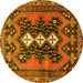 Round Persian Yellow Traditional Rug, tr633yw