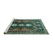 Sideview of Machine Washable Persian Turquoise Traditional Area Rugs, wshtr633turq