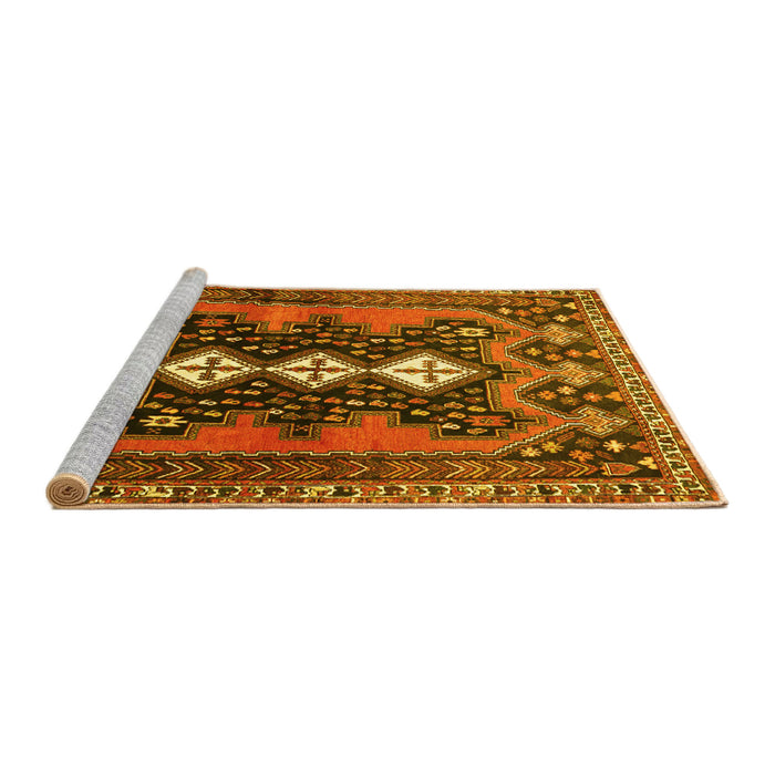 Sideview of Machine Washable Persian Yellow Traditional Rug, wshtr633yw