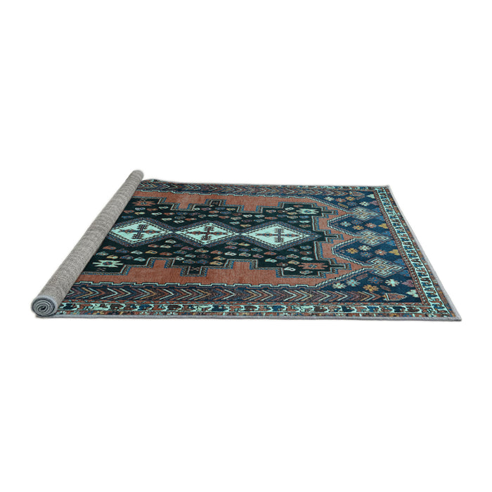 Sideview of Machine Washable Persian Light Blue Traditional Rug, wshtr633lblu