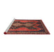 Sideview of Machine Washable Traditional Tomato Red Rug, wshtr634