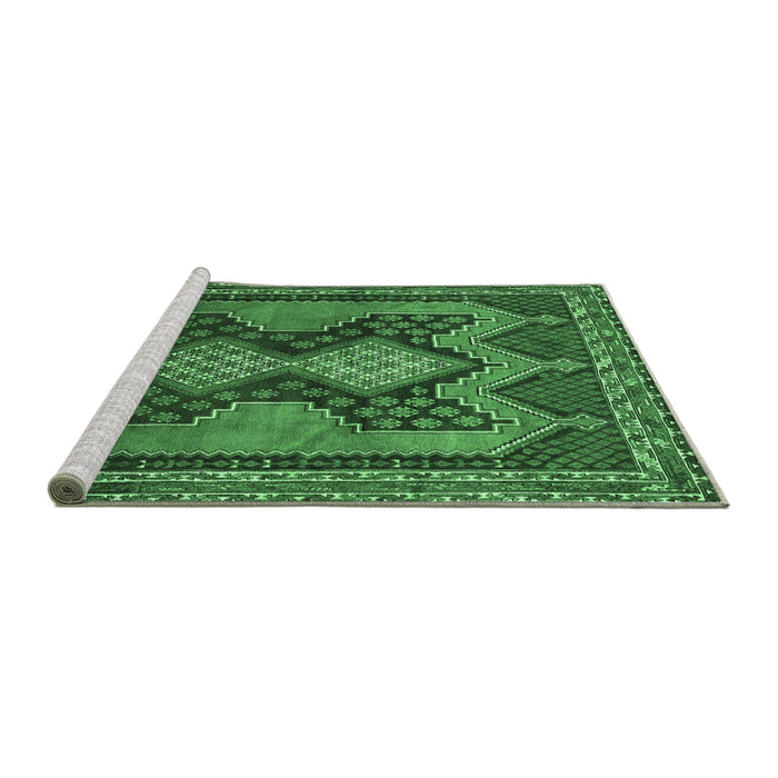 Sideview of Machine Washable Persian Emerald Green Traditional Area Rugs, wshtr634emgrn