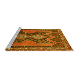 Sideview of Machine Washable Persian Yellow Traditional Rug, wshtr634yw