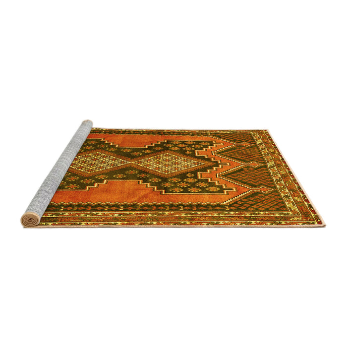 Sideview of Machine Washable Persian Yellow Traditional Rug, wshtr634yw
