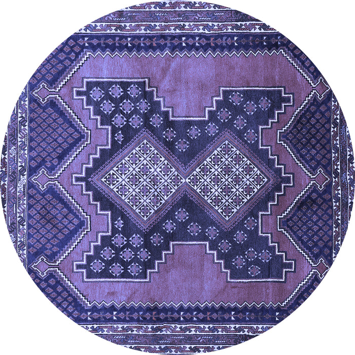 Round Machine Washable Persian Blue Traditional Rug, wshtr634blu