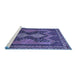 Sideview of Machine Washable Persian Blue Traditional Rug, wshtr634blu