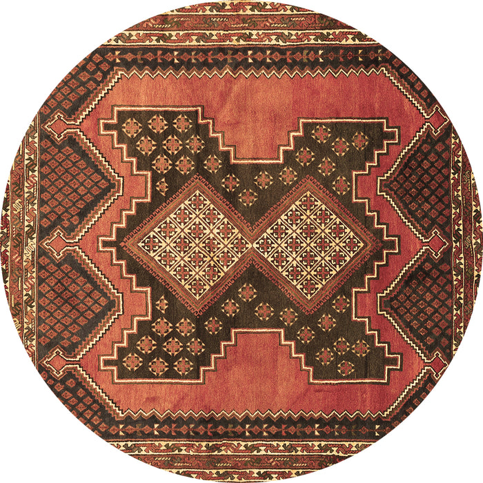 Round Persian Brown Traditional Rug, tr634brn