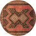 Round Persian Brown Traditional Rug, tr634brn