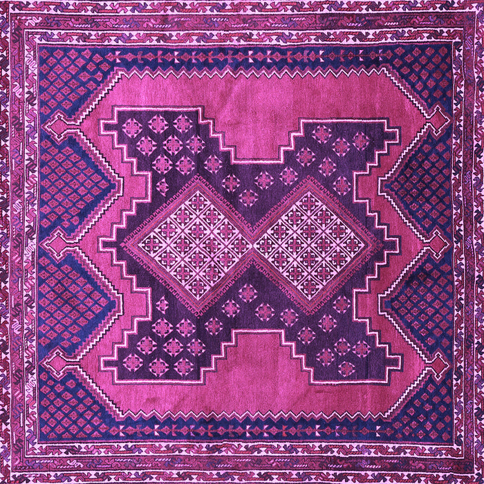 Square Machine Washable Persian Purple Traditional Area Rugs, wshtr634pur