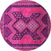 Round Machine Washable Persian Pink Traditional Rug, wshtr634pnk