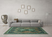 Machine Washable Persian Turquoise Traditional Area Rugs in a Living Room,, wshtr634turq