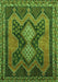 Serging Thickness of Machine Washable Persian Green Traditional Area Rugs, wshtr634grn