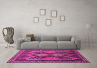 Machine Washable Persian Pink Traditional Rug, wshtr634pnk