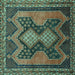 Square Machine Washable Persian Turquoise Traditional Area Rugs, wshtr634turq