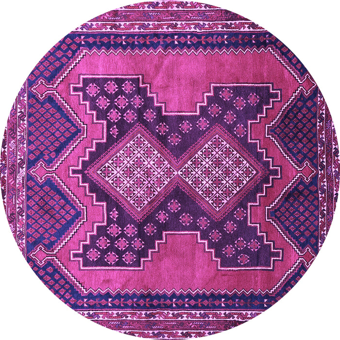 Round Persian Purple Traditional Rug, tr634pur