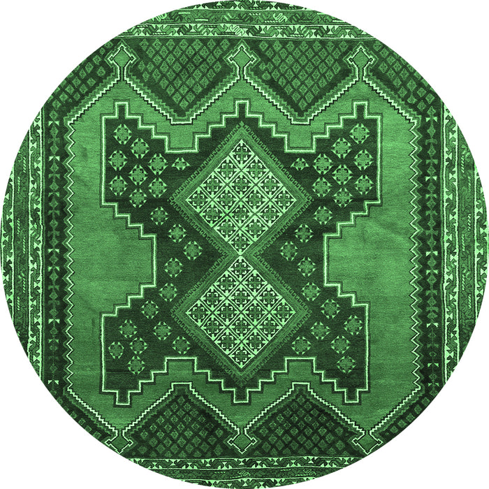 Round Persian Emerald Green Traditional Rug, tr634emgrn