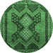 Round Persian Emerald Green Traditional Rug, tr634emgrn