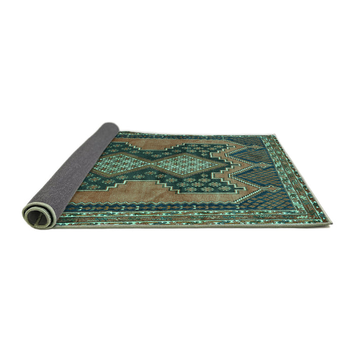 Sideview of Persian Turquoise Traditional Rug, tr634turq
