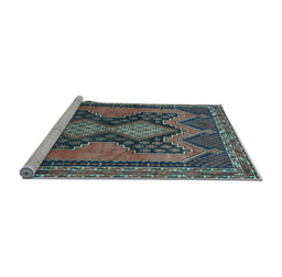 Sideview of Machine Washable Persian Light Blue Traditional Rug, wshtr634lblu