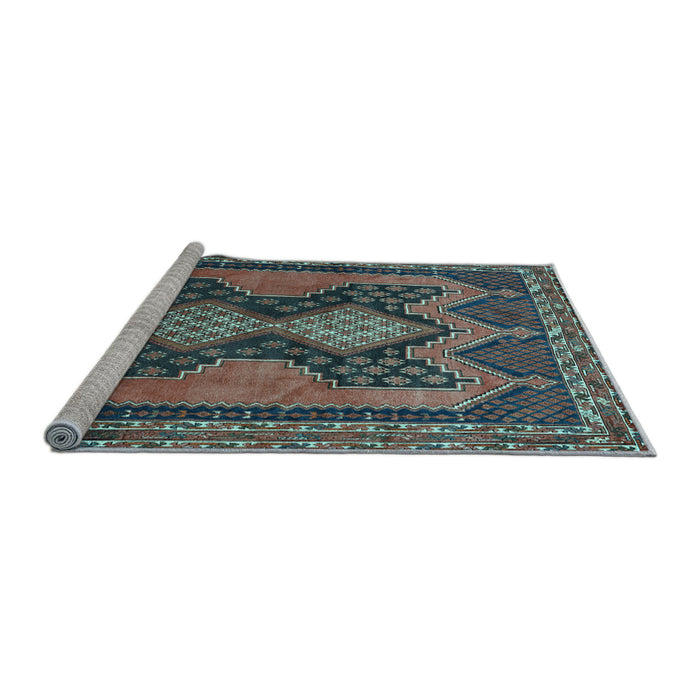 Sideview of Machine Washable Persian Light Blue Traditional Rug, wshtr634lblu