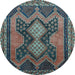 Round Persian Light Blue Traditional Rug, tr634lblu