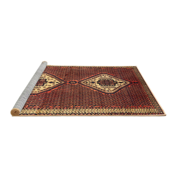 Sideview of Machine Washable Traditional Bronze Brown Rug, wshtr635