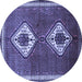 Round Persian Blue Traditional Rug, tr635blu