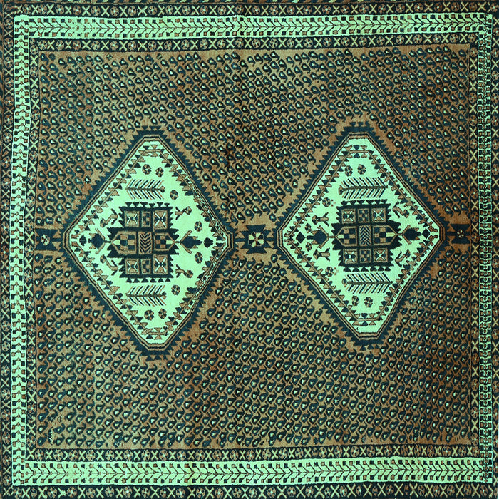 Square Machine Washable Persian Turquoise Traditional Area Rugs, wshtr635turq