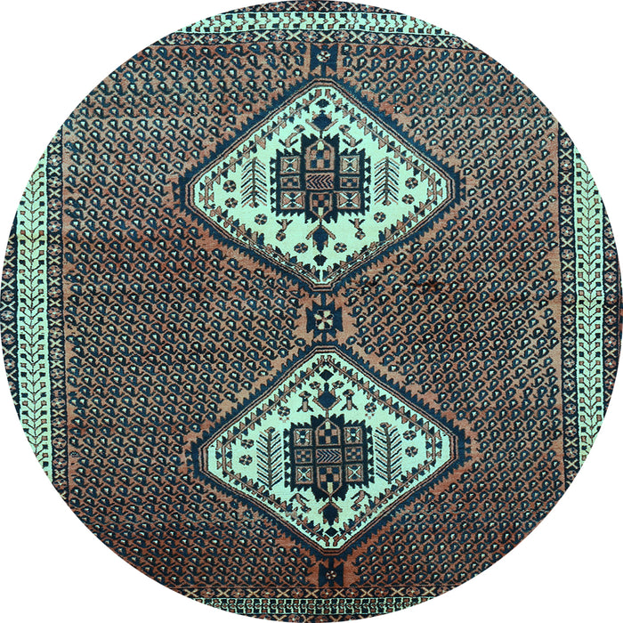 Round Machine Washable Persian Light Blue Traditional Rug, wshtr635lblu