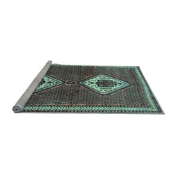 Sideview of Machine Washable Persian Light Blue Traditional Rug, wshtr635lblu
