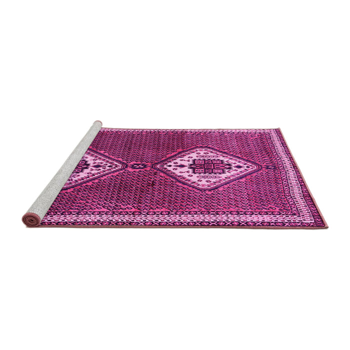 Sideview of Machine Washable Persian Pink Traditional Rug, wshtr635pnk