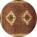 Round Persian Brown Traditional Rug, tr635brn
