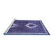 Sideview of Machine Washable Persian Blue Traditional Rug, wshtr635blu