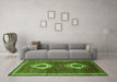 Machine Washable Persian Green Traditional Area Rugs in a Living Room,, wshtr635grn