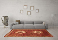 Machine Washable Persian Orange Traditional Rug, wshtr635org