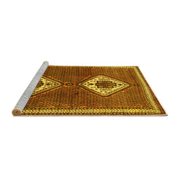 Sideview of Machine Washable Persian Yellow Traditional Rug, wshtr635yw