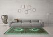 Machine Washable Persian Turquoise Traditional Area Rugs in a Living Room,, wshtr635turq