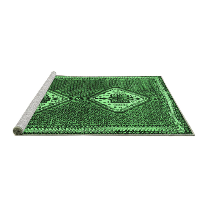 Sideview of Machine Washable Persian Emerald Green Traditional Area Rugs, wshtr635emgrn