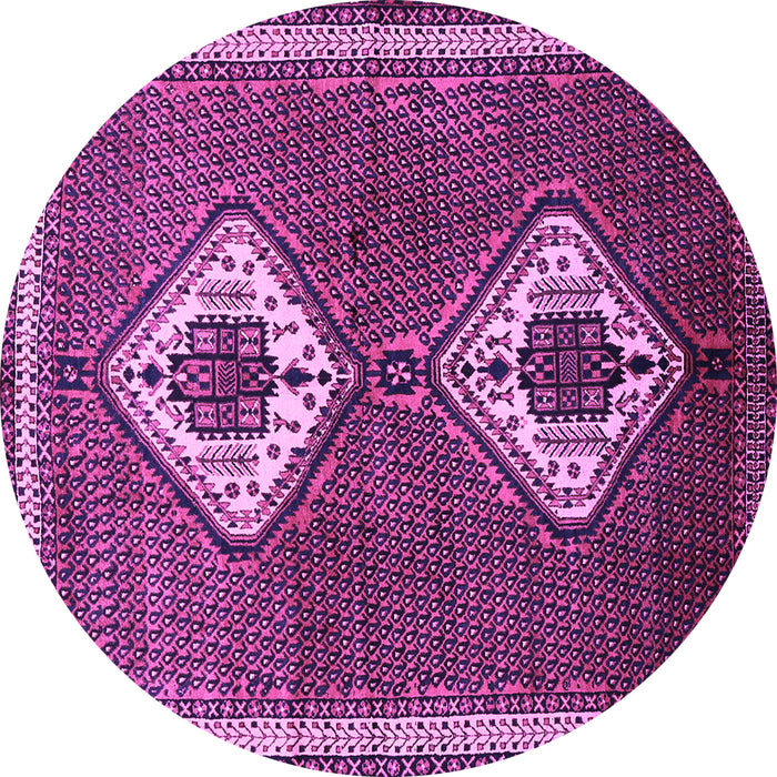 Round Persian Purple Traditional Rug, tr635pur