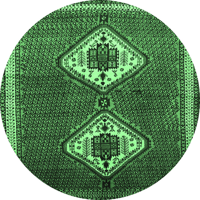 Round Persian Emerald Green Traditional Rug, tr635emgrn