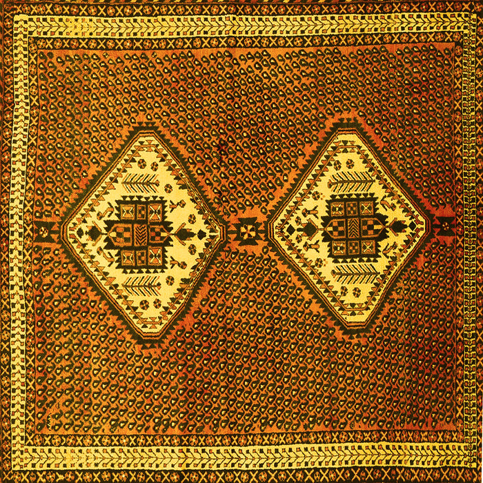 Square Persian Yellow Traditional Rug, tr635yw