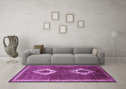 Machine Washable Persian Purple Traditional Area Rugs in a Living Room, wshtr635pur