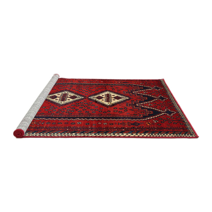 Sideview of Machine Washable Traditional Red Rug, wshtr636