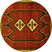 Round Persian Yellow Traditional Rug, tr636yw
