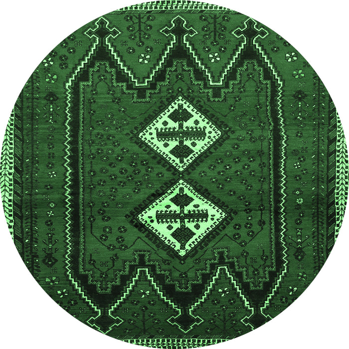 Round Persian Emerald Green Traditional Rug, tr636emgrn