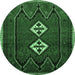Round Persian Emerald Green Traditional Rug, tr636emgrn