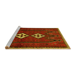Sideview of Machine Washable Persian Yellow Traditional Rug, wshtr636yw